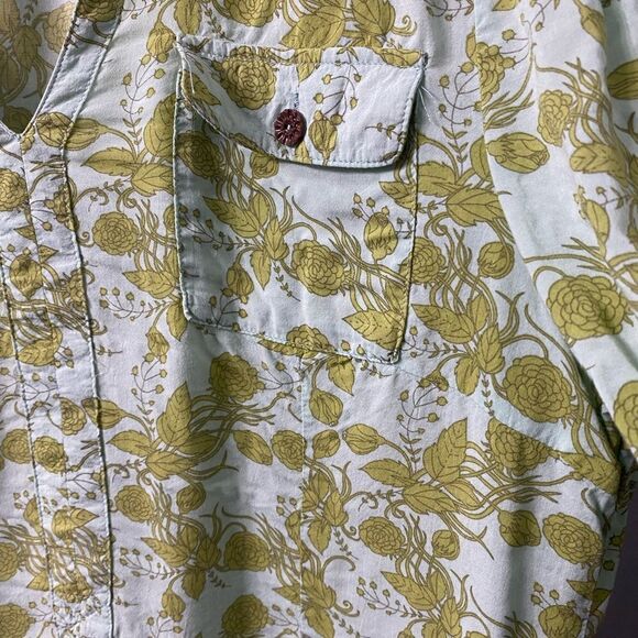 Matilda Jane 3/4 Sleeve Blouse Green with leaf print Medium Tunic Pullover - Picture 7 of 8